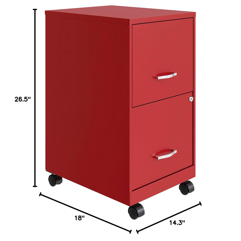 Krahn 14.25'' Wide 2 -Drawer Mobile Steel File Cabinet, Lava Red