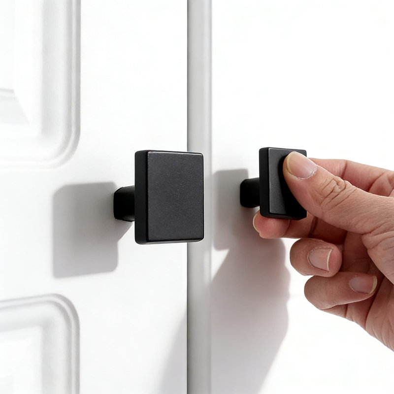 Ensemble de 10 poignées d'armoire carrées noires mates, tiroirs en métal massif avec coins arrondis pour armoires de cuisine, meuble-lavabo, commode et meubles