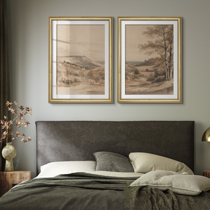 Ensemble de 2 encadrements d'art rétro encadrés 26 "x 36", Impression encadrée avec passe-partout