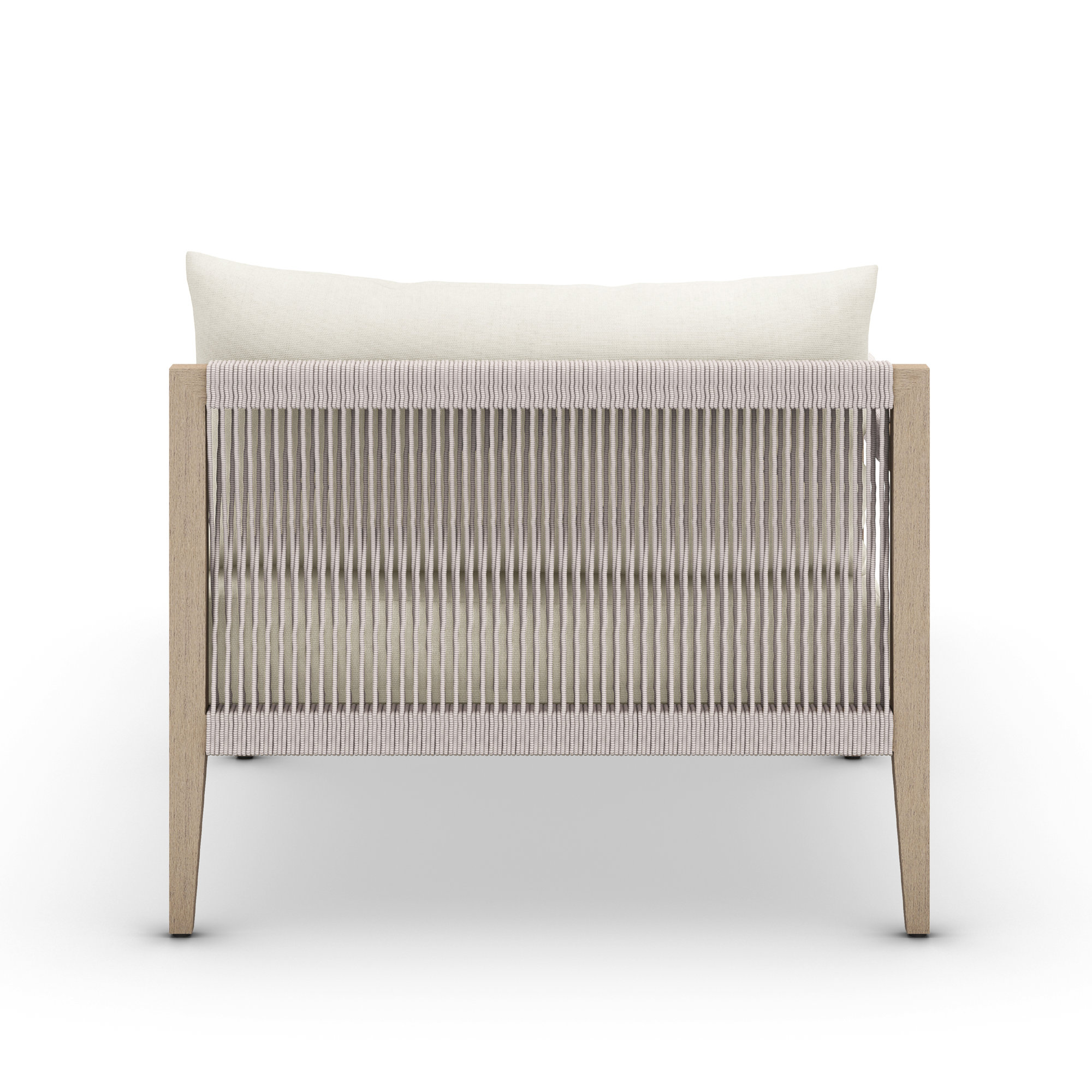 Kristine 33'' Outdoor Teak Chaise Lounge, Polyester Blend Ivory, Washed Brown/Gray