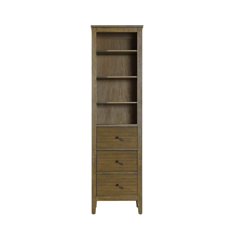 20 Inch Open Shelving Bath Storage Cabinet in Hazel Oak, 72" H x 20" W x 18" D, Hazel Oak