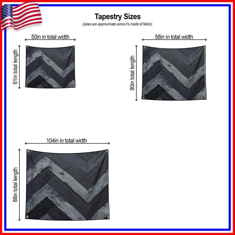 Tapisserie murale Chevron, H 68 po x l 80 po avec 4 œillets