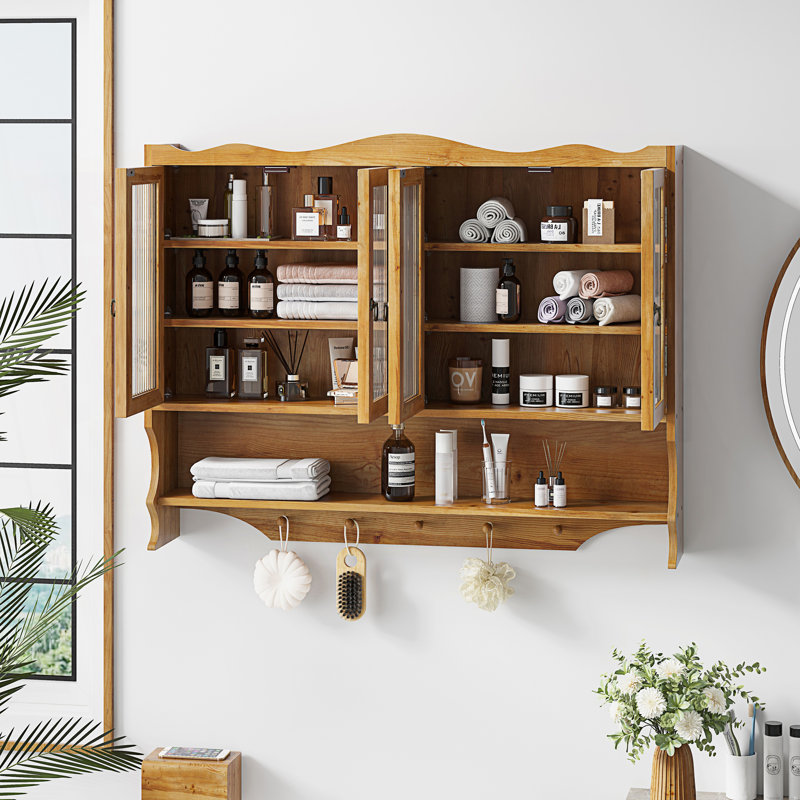 Armoire murale 4 portes Retro, Naturel
