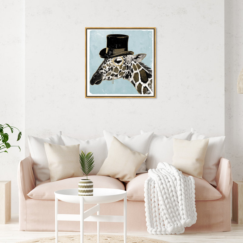 «Animals Gentleman Giraffe Zoo and Wild Animals», impression, H 30 po x l 30 po x 1,5 po, Toile encadrée d'or
