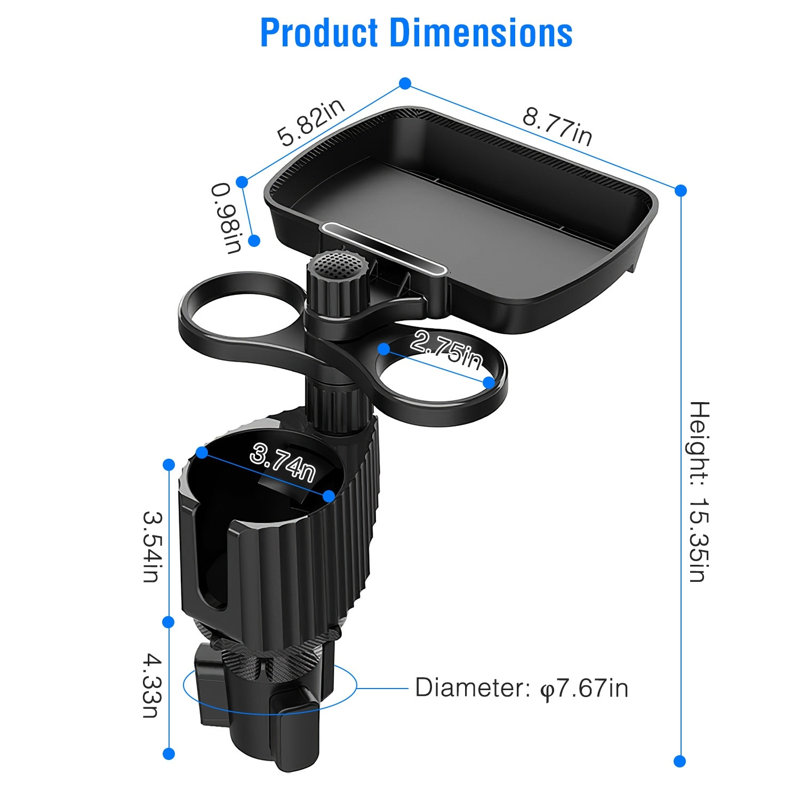 Porte-gobelet 4-en-1 Support pour porte-gobelet à 360 ° rotatif
