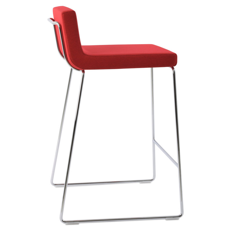 Comptoir, bar et tabouret Gladwell, Noir, Tabouret de comptoir (siège d'une hauteur de 24 p, Chrome
