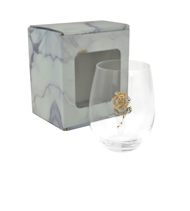 Verre à vin sans pied 18 oz, Or doré