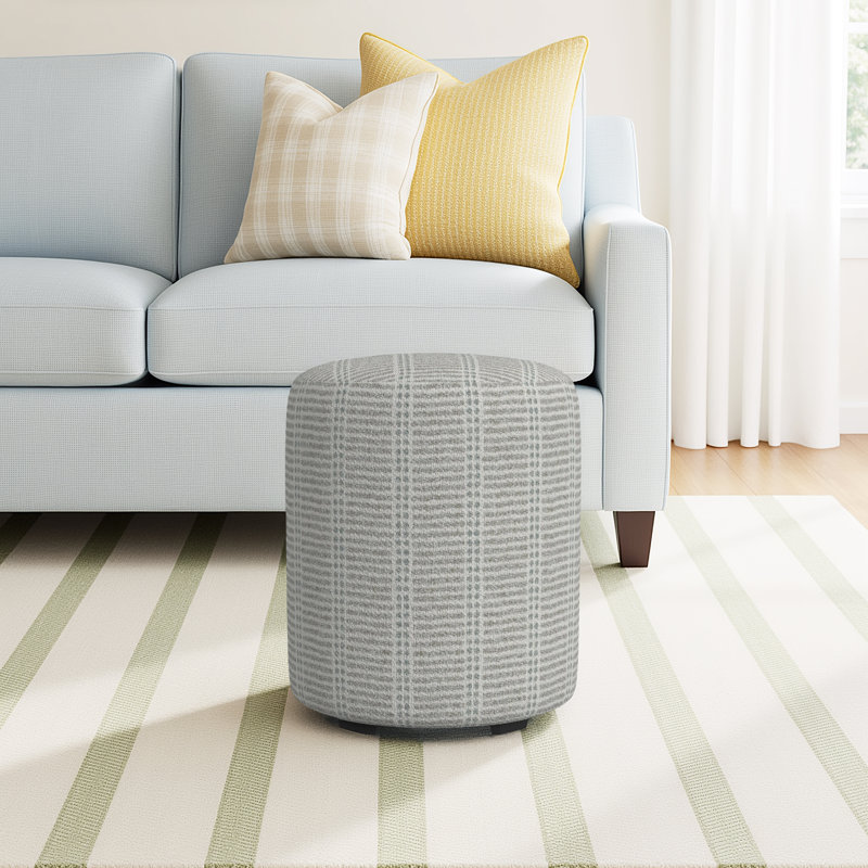 Birchbrook Upholstered Ottoman, Light Gray Polypropylene/Olefin