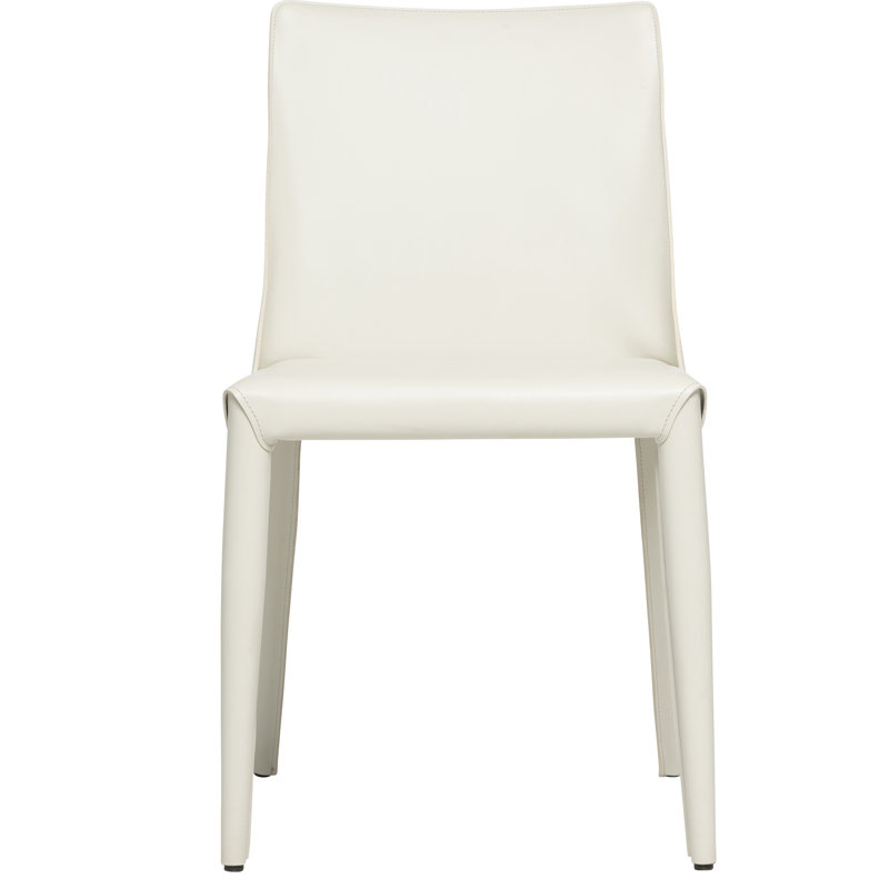 Chaise rembourrée en cuir Greysi, Blanc cassé