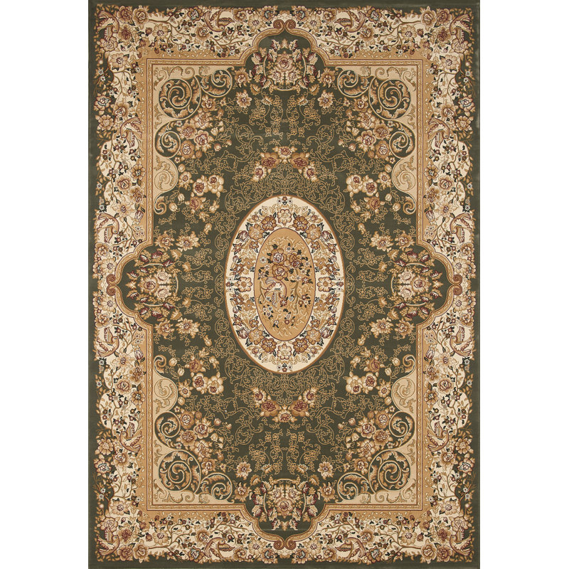 Tapis oriental vert / brun intérieur / extérieur Turkuaz, Rectangle 3 pi 11 po x 5 pi 7 po