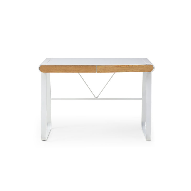 Bureau avec 2 tiroirs de rangement, Blanc