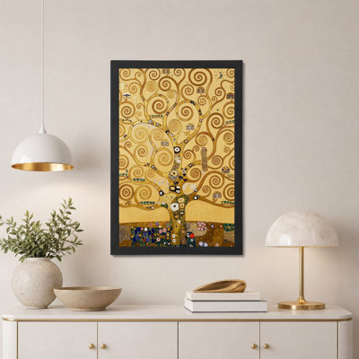 Arbre de vie en spirale dorée, style Art nouveau, tableau sur toile