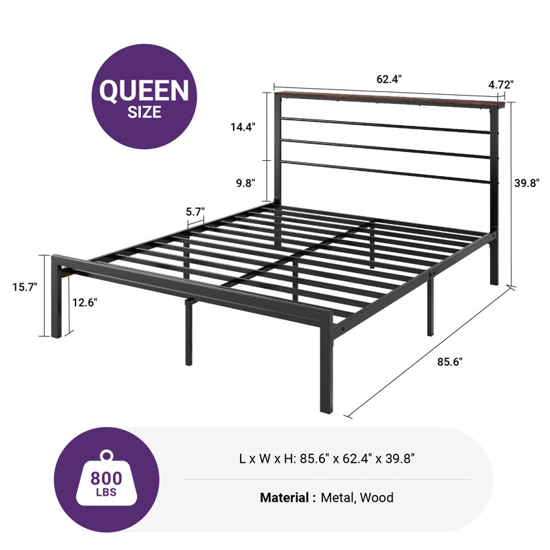 Daquona Bed Frame Storage Bed, Tan, Queen