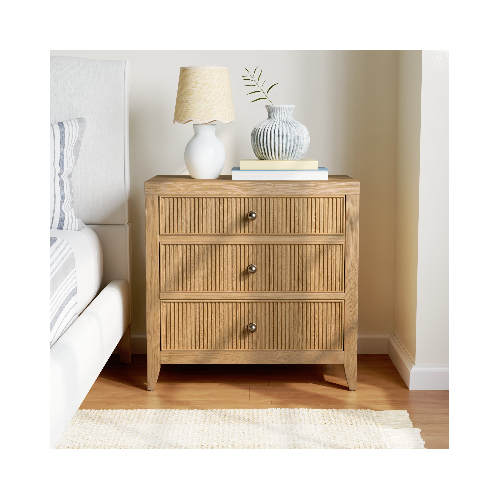 Caterina 3-Drawer Nightstand, Skylark