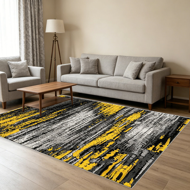 Yellow Streak carpet-easy to clean, machine-washable, soft and comfortable; suitable for door mats, kitchens, living rooms, bedrooms, corridors, and laundry areas. Easy to clean, durable carpet for home decoration.