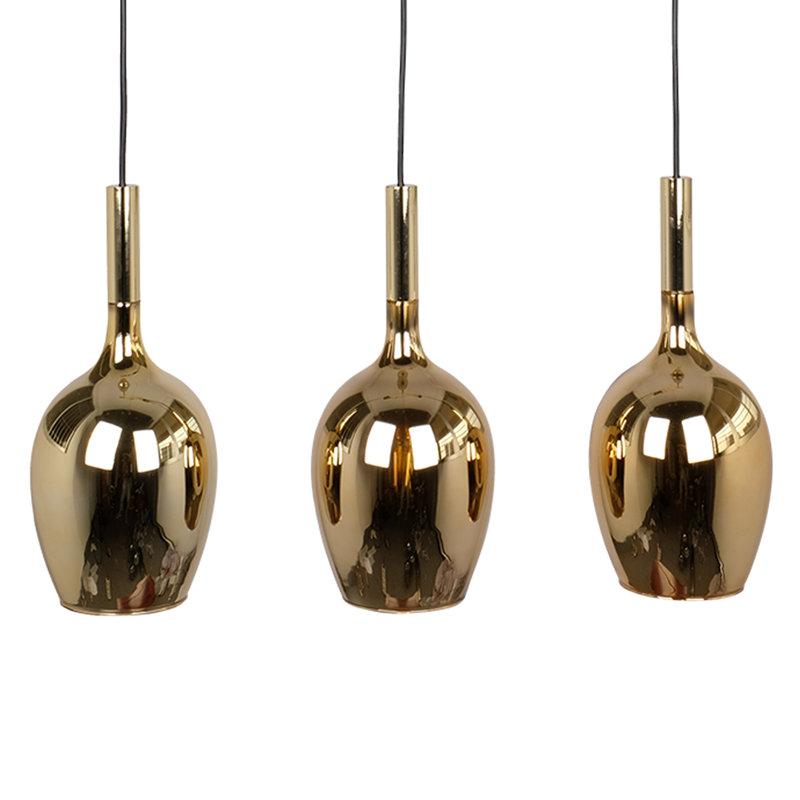 Lugano 3 - Light Kitchen Island Pendant, Black/Gold, Gold