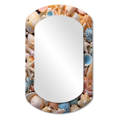 Seashell Realistic Treasures Realism - Seashell Metal Art Decor - Modern Irregular Wall Mirror