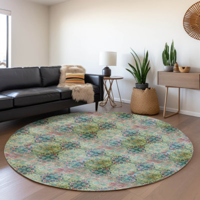 Premium Machine Washable Cerrito AMF557 Green Rug
