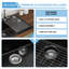 Évier de cuisine encastré à simple cuve en quartz de 33 po x l 22 po à montage sur comptoir en granite noir avec grille inférieure et support à roulettes