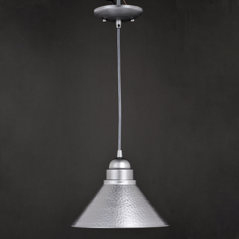 Luminaire suspendu d'extérieur en fer avec lumière intérieure dorée à 1 lumière H 7,5 po Witte, Étain brossé