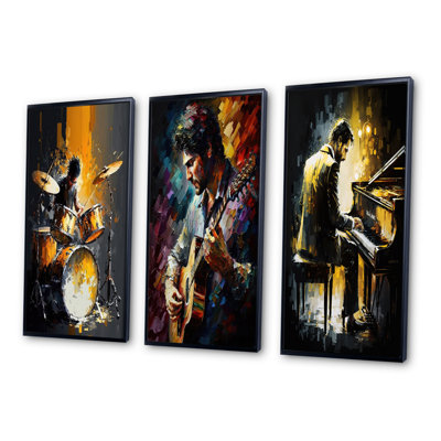 3 pièces sur toile - instruments de musique