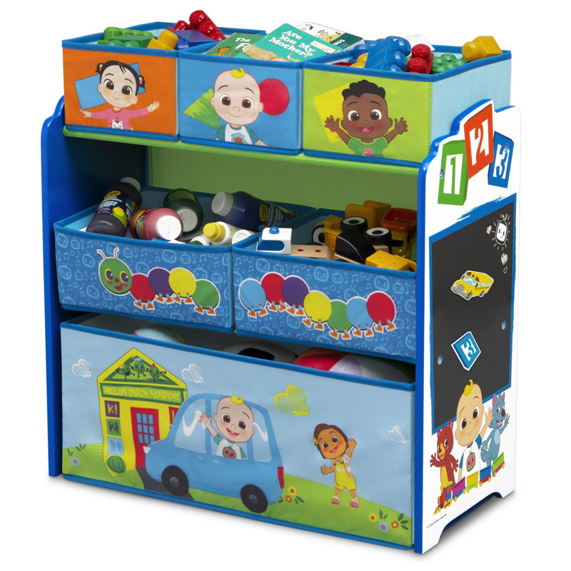 CoComelon Blue Wooden 6-Bin Toy Storage Organizer