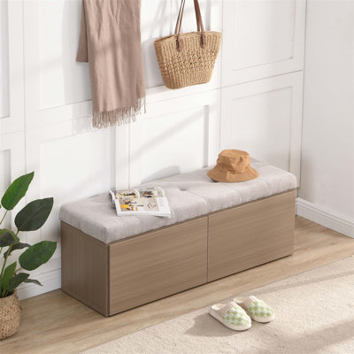 Repose-pieds de rangement polyvalent avec siège rembourré et tablettes réglables pour la maison