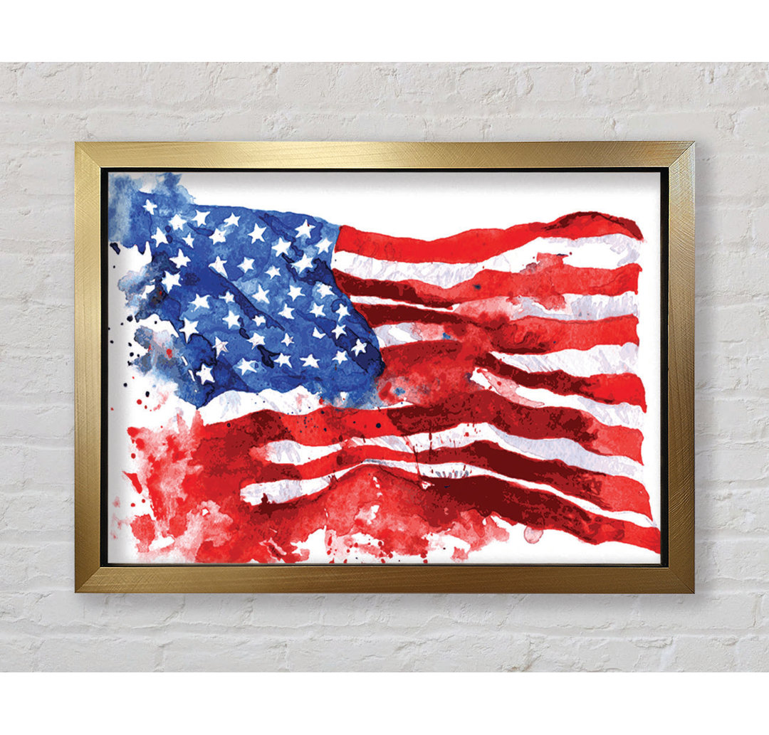 The Ink Splatter American Flag - Einzelner Bilderrahmen Kunstdrucke