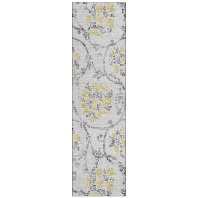 Sujay Washable Floral Indoor / Outdoor Rug, Runner 2'3" x 7'6"