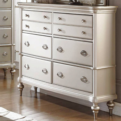 Classic Bedroom Elegant Dresser Only Antique Silver Storage Drawers 1pc Dresser Plywood Furniture