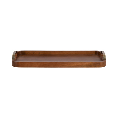 Solid Wood Rectangle Tray with Metal Handles