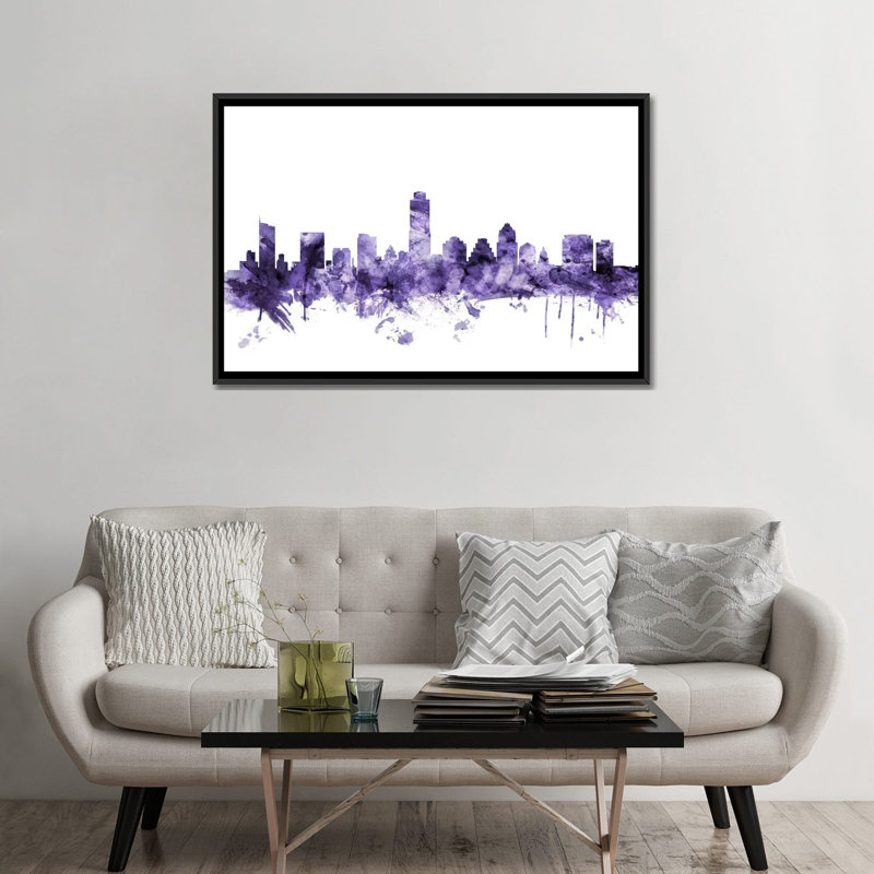 «Austin, Texas Skyline» par Michael Tompsett, impression sur toile tendue, H 18 po x l 26 po x P 1,5 po, Pas de tapis
