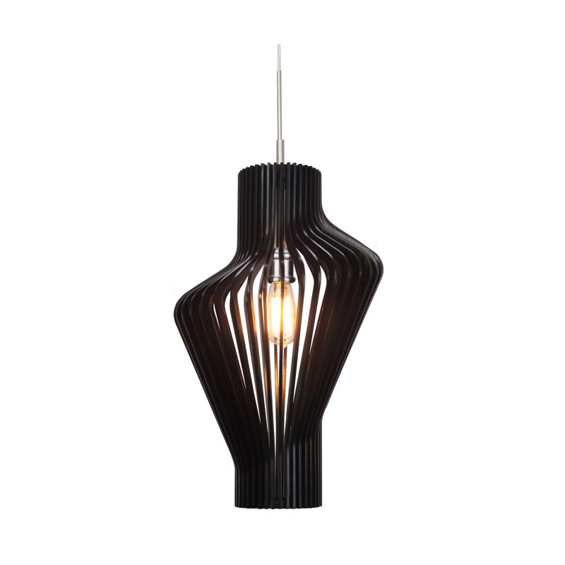 Brogden 1 - Light Unique/Statement Pendant, Wenge, Bronze, 21.5" H x 13.75" W x 13.75" D