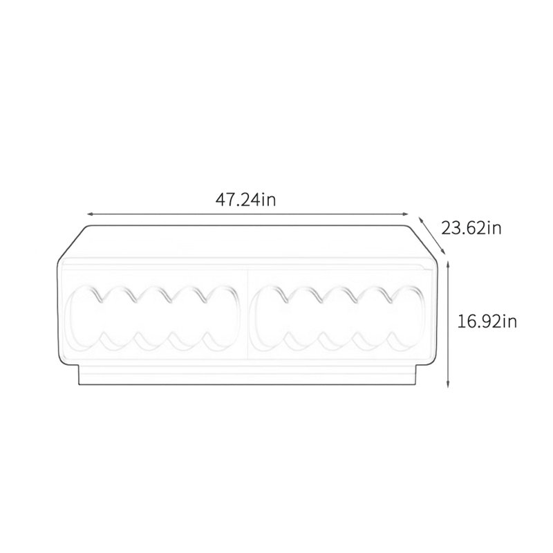 Creative design sense simple coffee table, 16.92" H x 47.24" L x 23.62" W, White