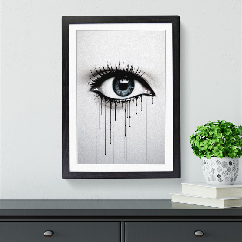Eye Minimalism - Single Picture Frame Print on Wood, 46cm H x 34cm W x 2cm D, Black