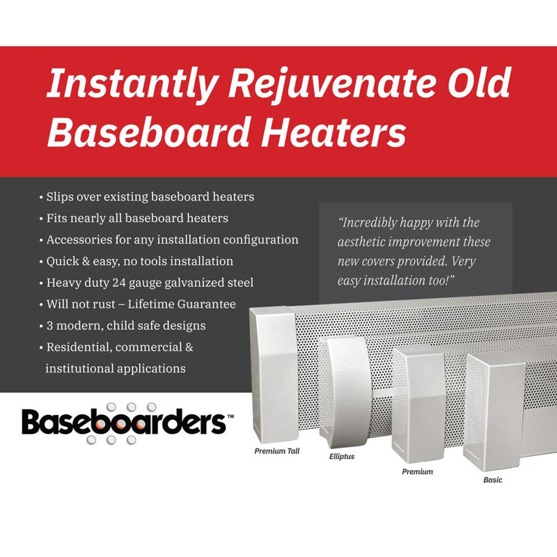White Steel Slip-On Baseboard Heater Cover Coupler