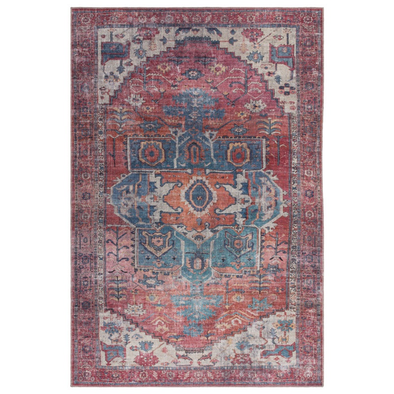 Mason Shiva Flatweave Red/Blue Rug, Rectangle 120 x 170cm