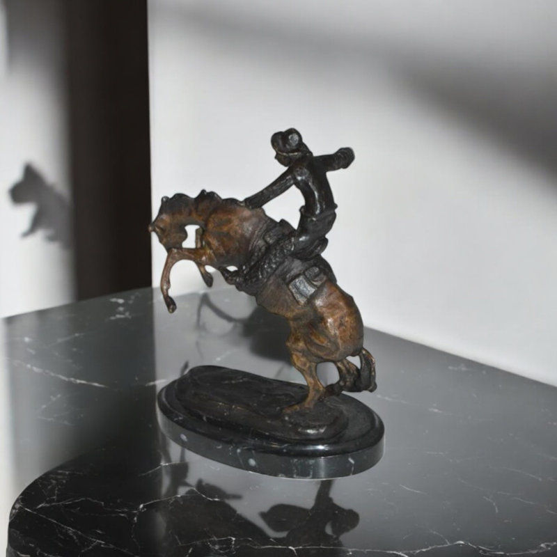Statue Bronco Buster par Frederic Remington, sculpture 100% bronze iconique faite à la main 3 po x 7 po x H 10 po