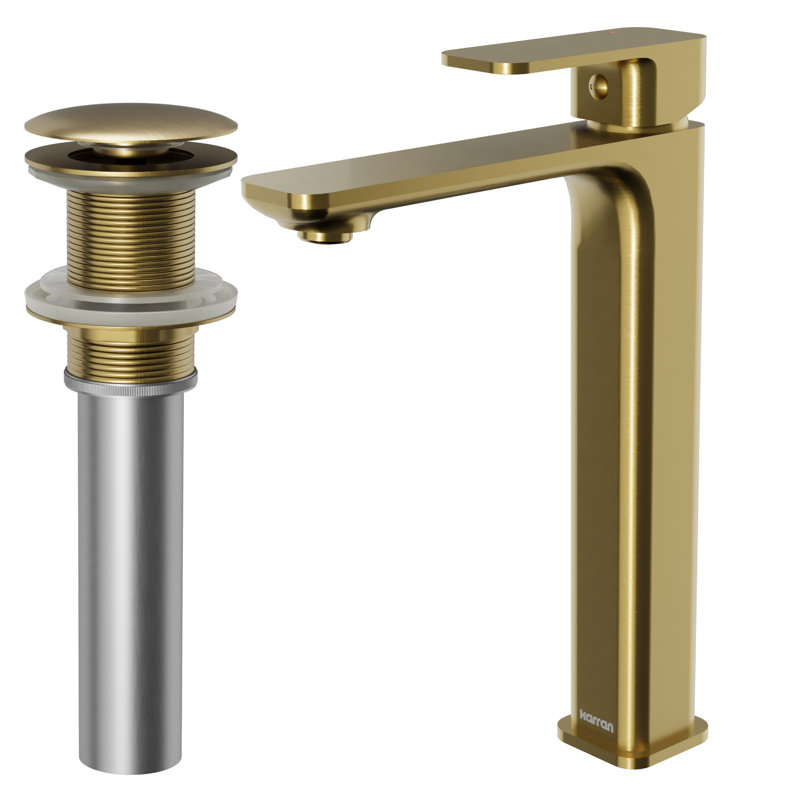 Single-handle Bathroom Faucet with Drain Assembly, Brushed Gold