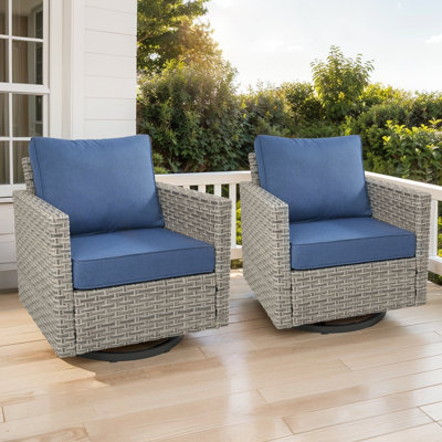 Clute Arnoltice All-Weather PE Wicker Outdoor Patio Swivel Rocking Glider Chairs With Cushions (Set Of 2) by Latitude Run