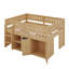 Lit mezzanine bas avec armoire de rangement, tablettes et tableau noir, lit mezzanine bas en bois-506991539