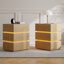 Natural 3-Drawer Bedside Table, Dimmable LED Light with Built-in Wireless Charging & USB-C Port, Bedroom Storage Nightstand