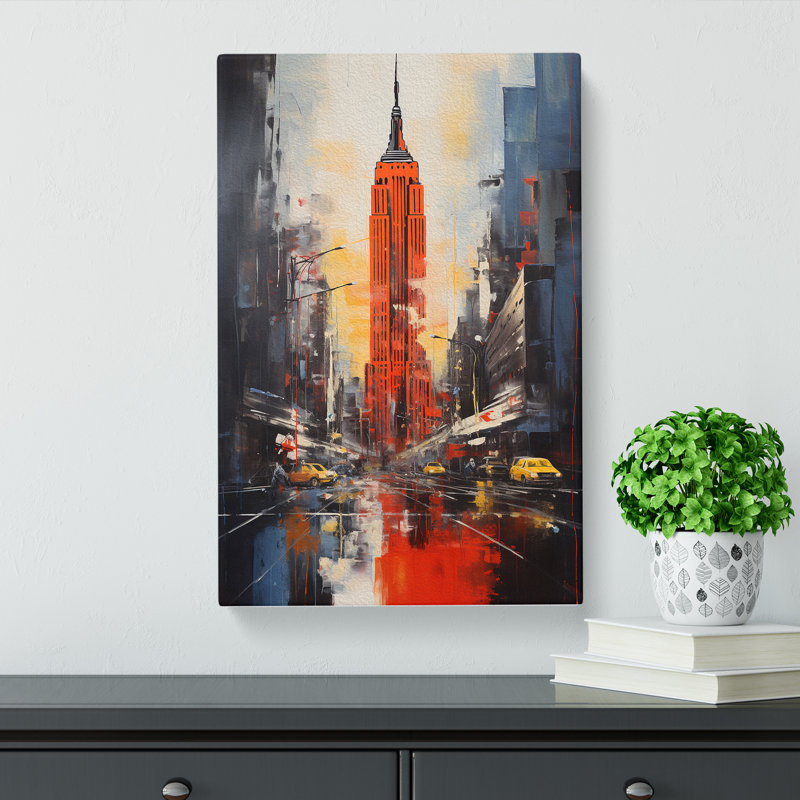 Empire State Building Action Painting No.2 - Wrapped Canvas, 50cm H x 35cm W x 3cm D