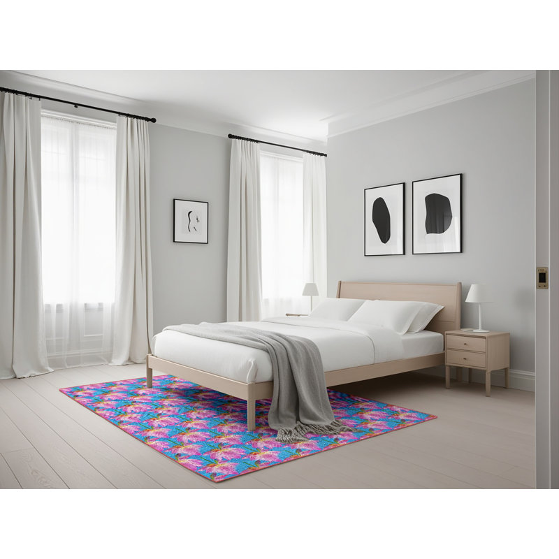 Tapis floral mauve / rouge, Rectangle 5 pi x 7 pi