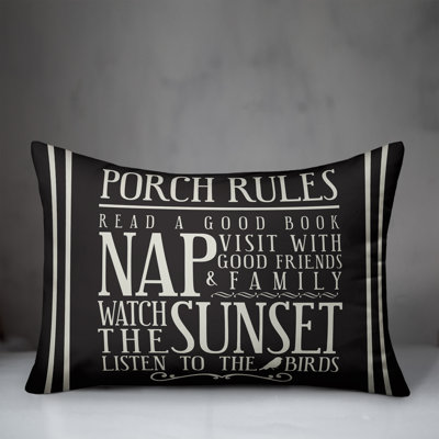 Porch Rules Outdoor Rectangular Pillow Cover & Insert