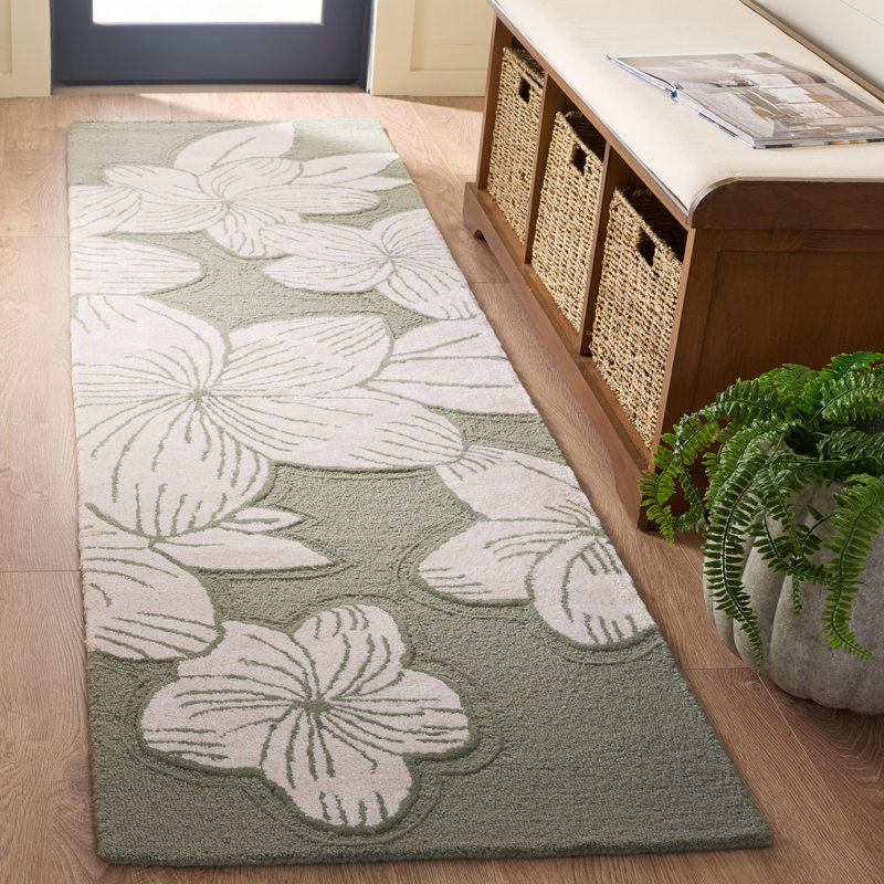Laine touffetée à la main Glamour Viscose Tapis d'intérieur floral en coton, Tapis de couloir 2 pi 3 po x 8 pi