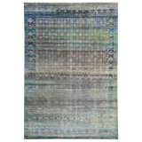 Silk Treasures Geometric Area Rug in Blue