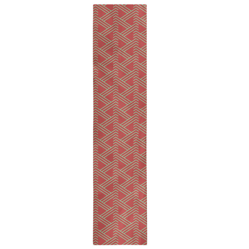 Chemin de table fêtest hol, L 72 po x l 16 po, Rouge foncé / Vert, Mélange de coton