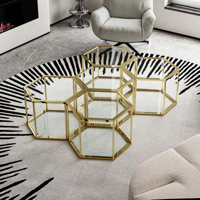 Ensemble de salon polyvalent 1 + 4 avec petite table basse, table de chevet et table d'appoint, idéal pour les maisons modernes