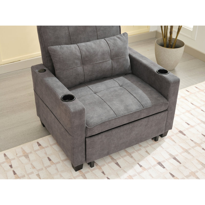Chaise de futon avec poches latérales - gris foncé, tissu de rangement gris respirant organisé, utilisation durable